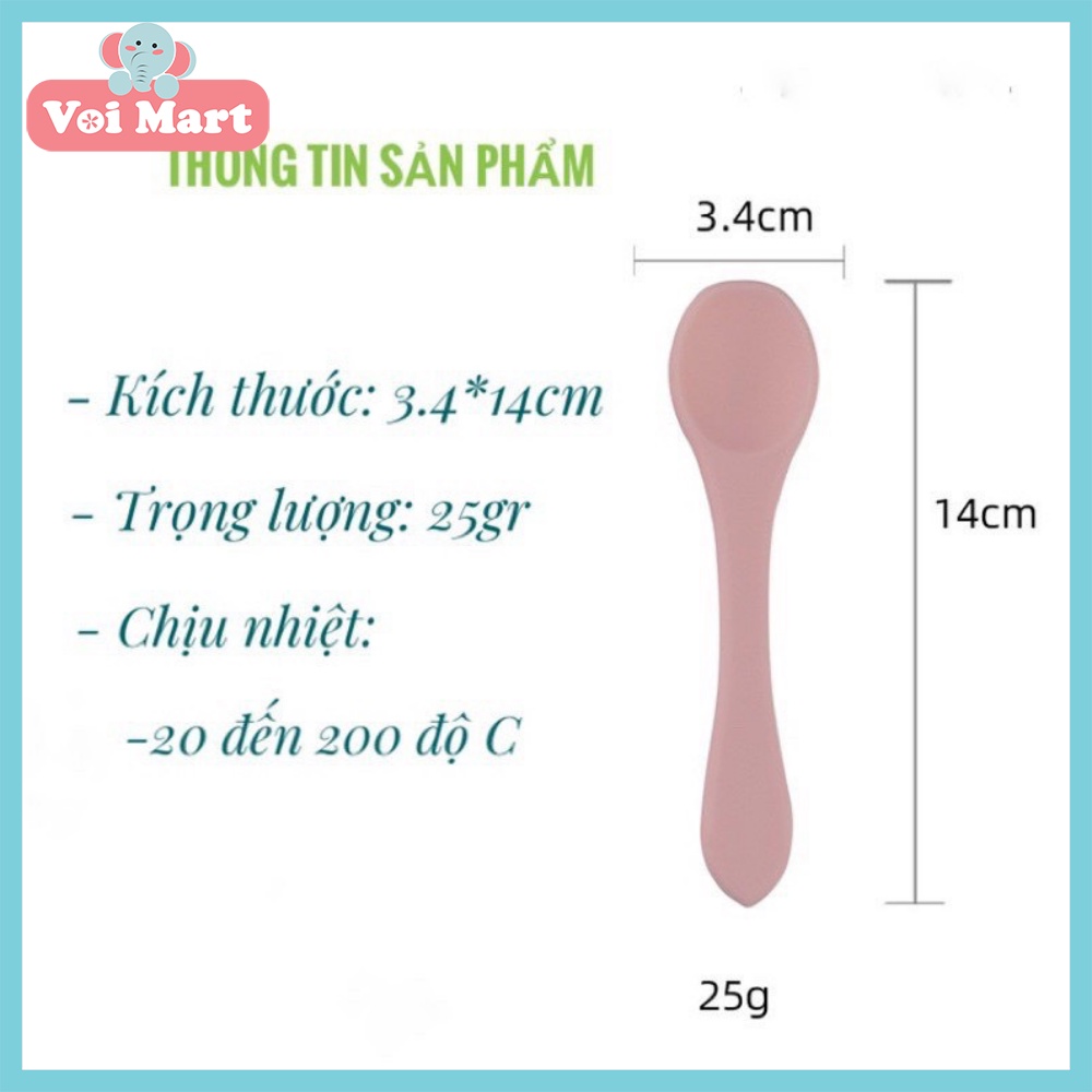 Thìa Ăn Dặm Silicon Cho Bé, Thìa Ăn Dặm Bảo Vệ Nướu Chất Liệu Cao Cấp An Toàn