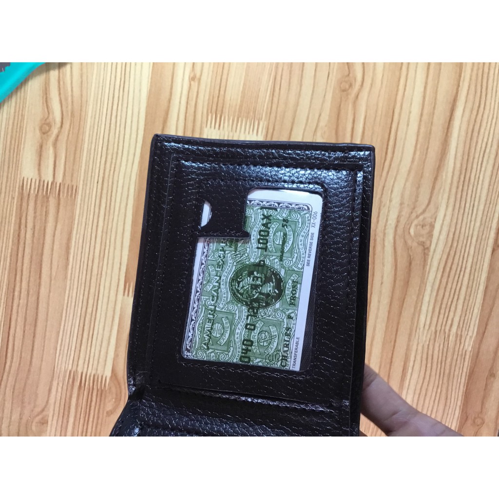 Ví da nam ngang bỏ túi nhiều ngăn có dây kéo và nút cài - N6571