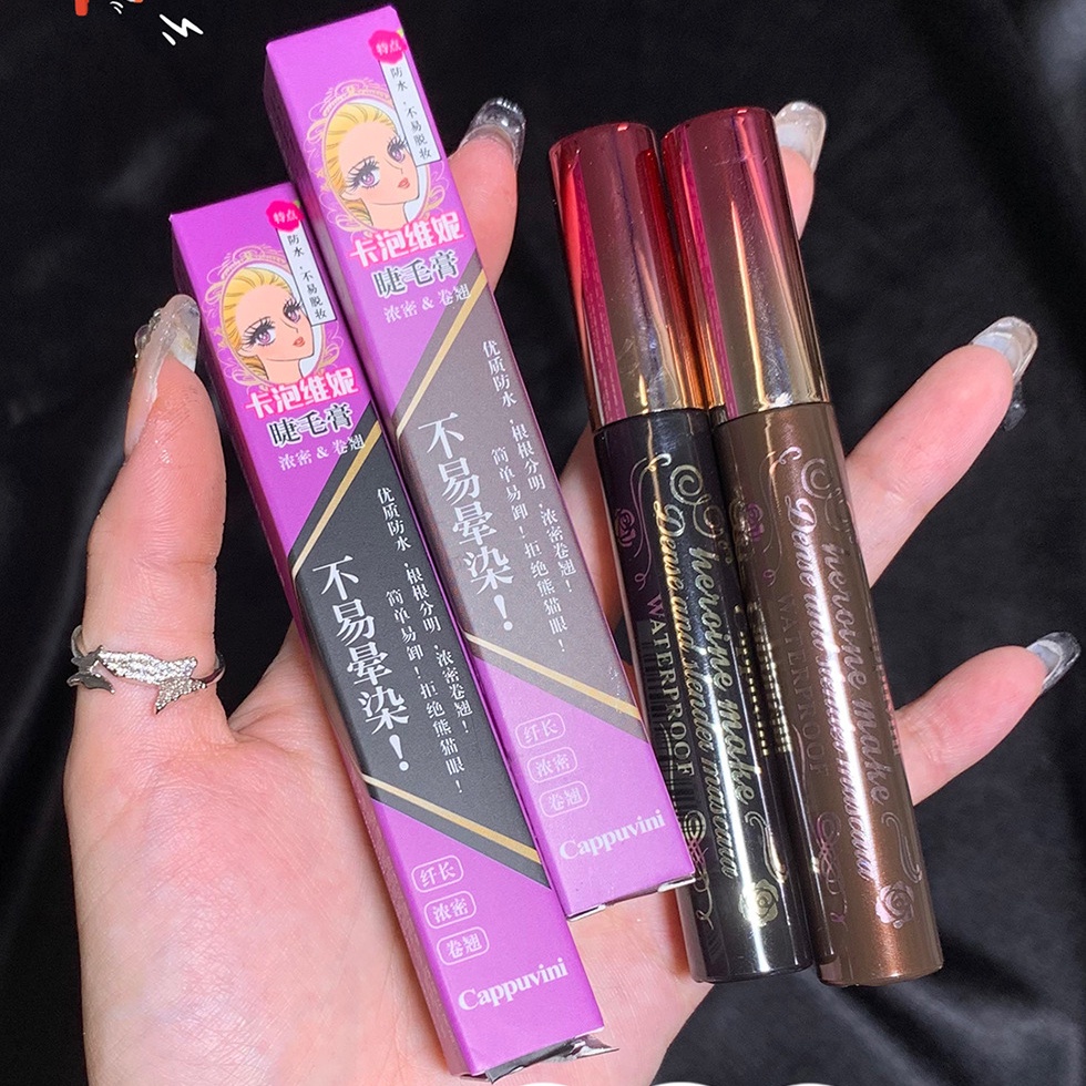 Mascara Cappuvini Chống Thấm Nước Và Mồ Hôi Không Nhòe Chuốt Dày Và Cong Mi Tự Nhiên