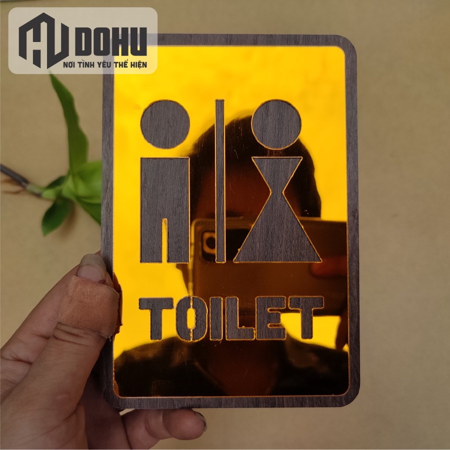 Bảng Gương Vàng Nhà Vệ Sinh - Toilet - WC Nam Nữ - Sang Trọng  - DH111
