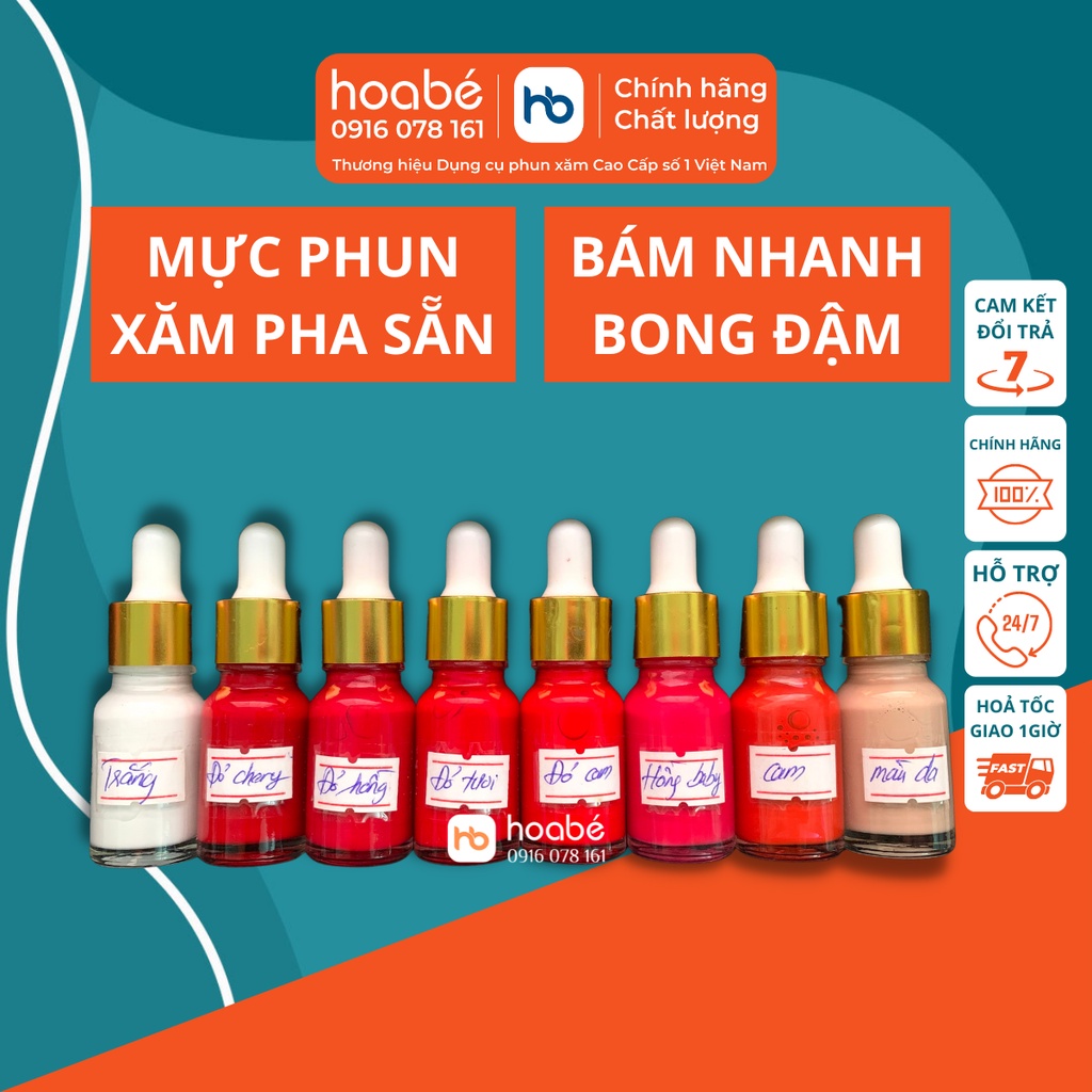 Mực Phun Xăm Môi Chính Hãng Thảo Dược Bám Nhanh Bong Đậm Pha Sẵn DCPX HOA BÉ 2022