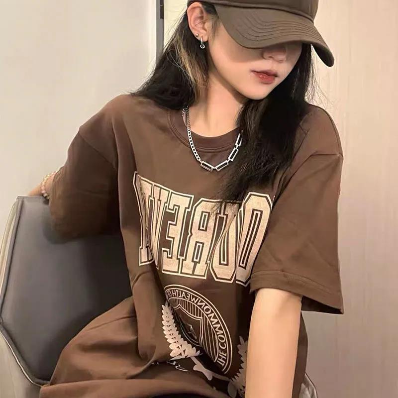 Jiashucheng Áo Thun Nữ Ngắn Tay Phong Cách Đường Phố Mỹ Mùa Hè Mới