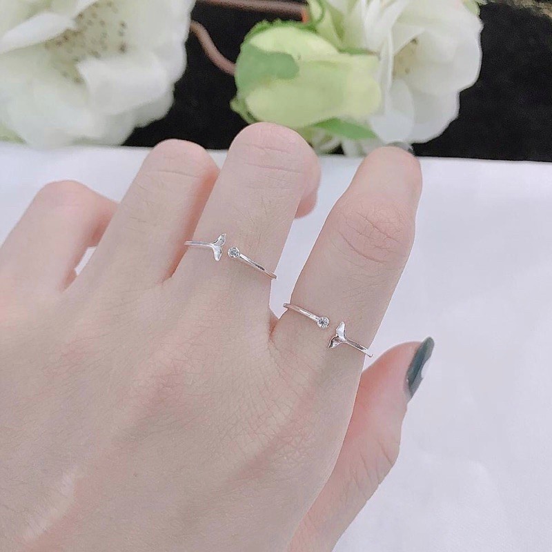 Nhẫn bạc nữ chuẩn bạc 925 hình đuôi nàng tiên cá DaLiA Jewelry nhẫn hở chỉnh size tay theo mọi yêu cầu