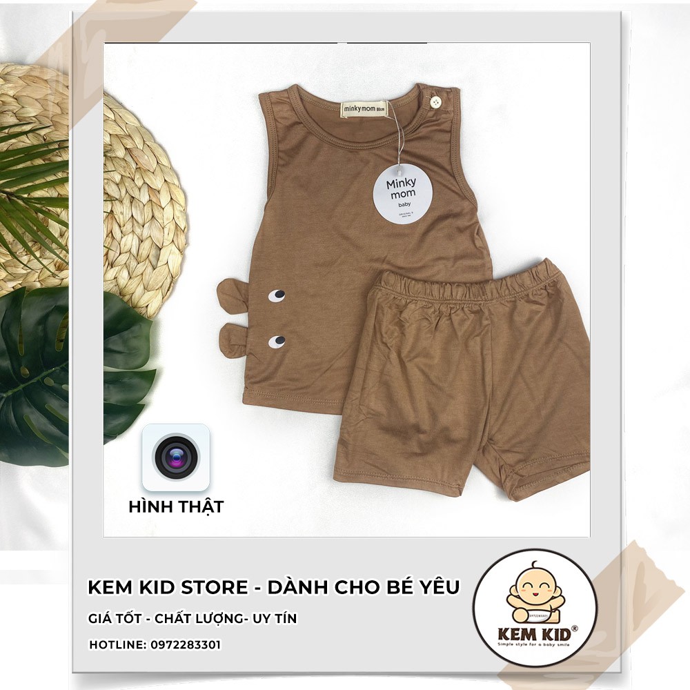 Bộ chip Minky Mom ba lỗ tai thỏ vải mát, mềm mịn thấm hút mồ hôi cho bé