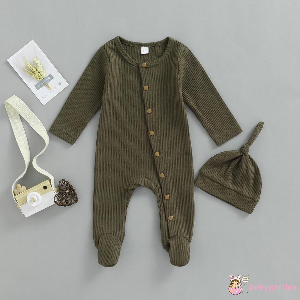 Áo liền quần Tay Dài Cổ Tròn Kèm Nón Đội Đầu Dành Cho Bé