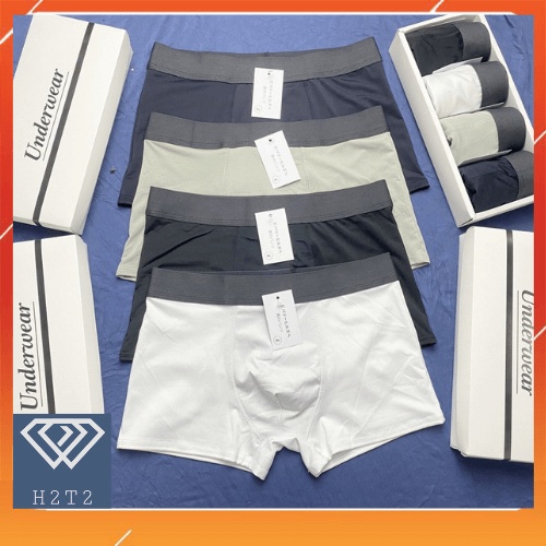 Sỉ SLL Sịp Đùi Nam Trơn Không Họa Tiết Quần Boxer Cotton Thấm Mồ Hôi Quần Lót Nam Thun Lạnh Co Giãn 4 Chiều Cao Cấp H2T2