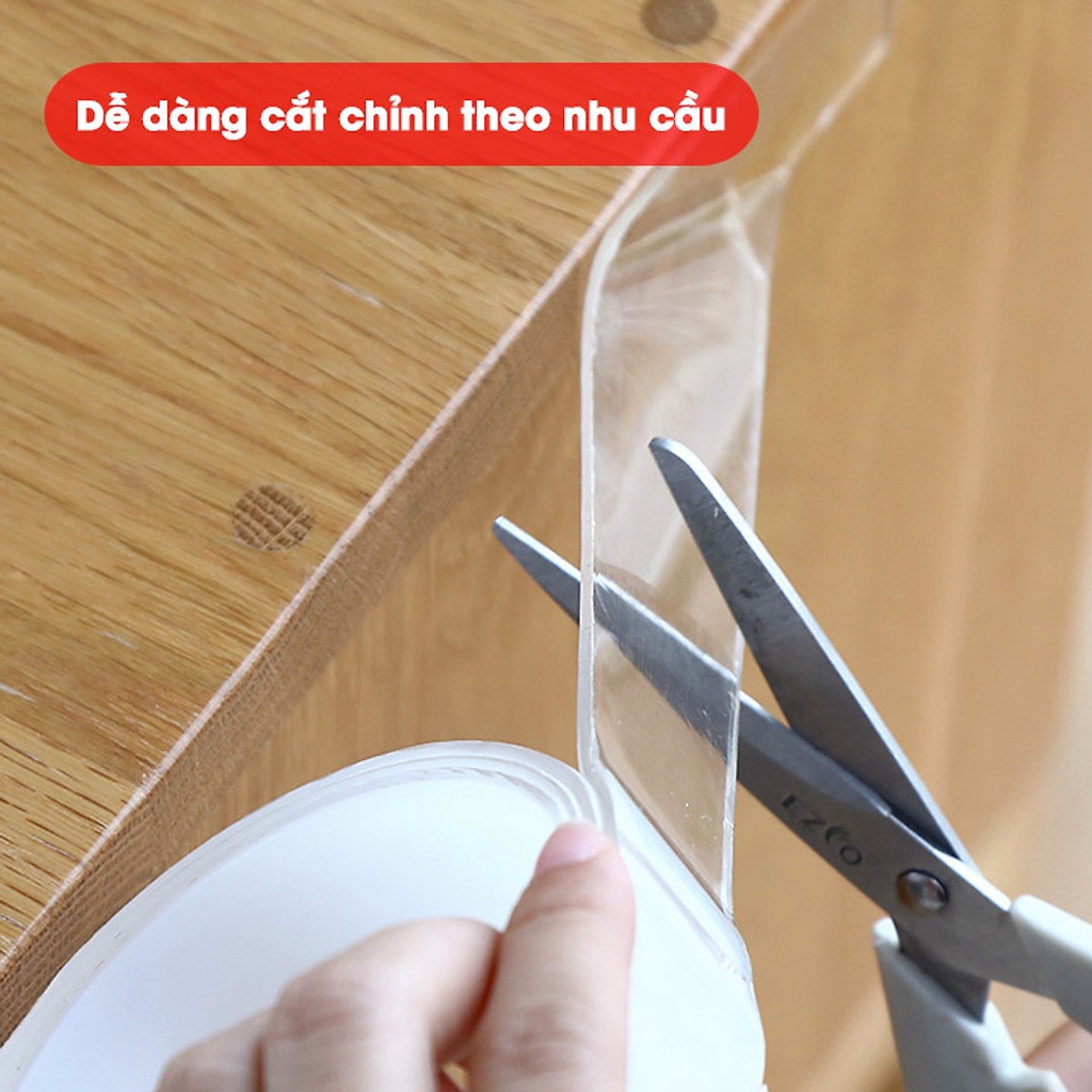 Băng dính 2 mặt trong suốt chịu nhiệt tốt dán siêu chắc mọi bề mặt - 1 mét