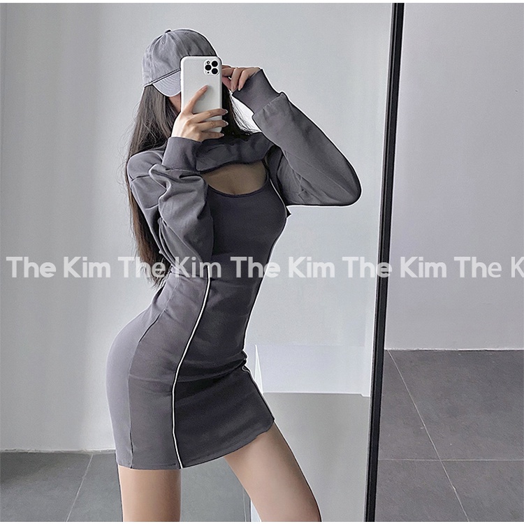 Set 2 món váy body 2 dây dáng ngắn - áo nửa thân trên ngực , bộ váy ôm sát người The Kim SV130 | BigBuy360 - bigbuy360.vn
