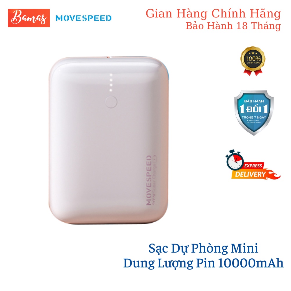 Sạc dự phòng Mini Q10 MOVESPEED 10000MAH sạc nhanh 2 chiều Type C công suất 20W dành cho Iphone, Samsung, Huwei...