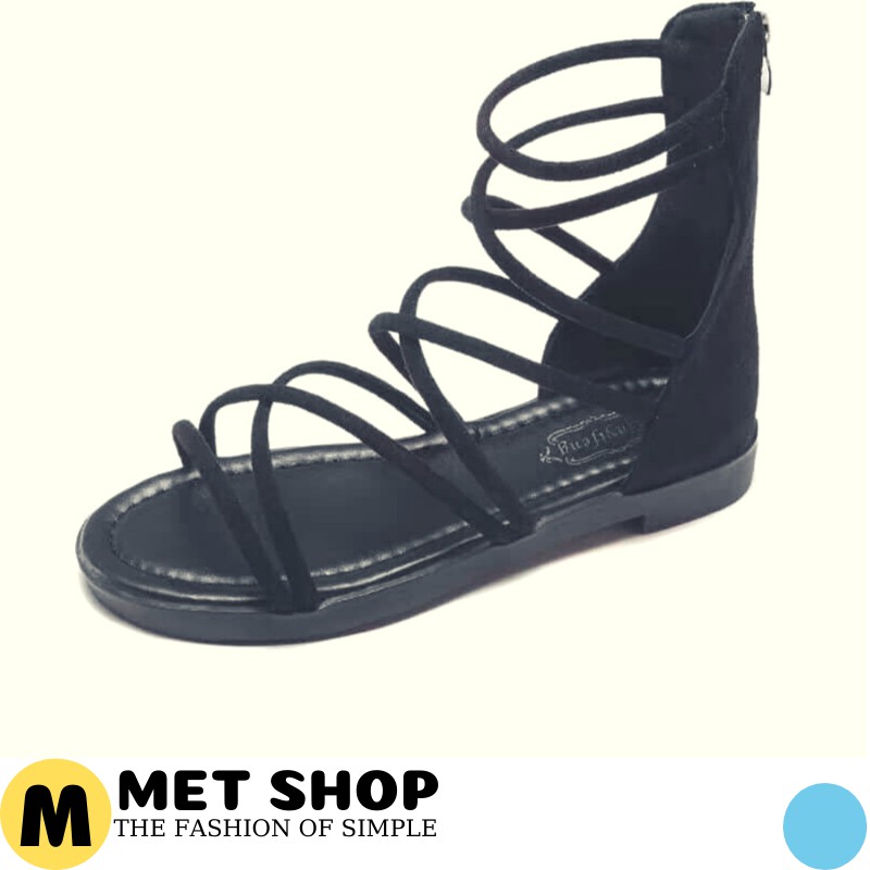 Giày nữ cổ cao quai chéo siêu nhẹ cực bền. Dép sandal đế thấp phong cách Hàn Quốc dễ di chuyển.