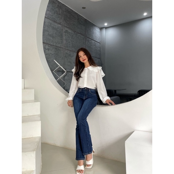 Quần jean nữ ống loe dài co giãn cao cấp VNXK LUCETFASHION
