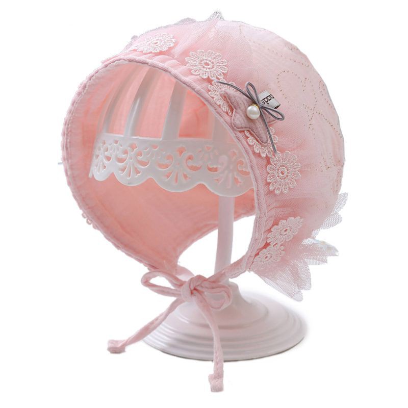 Mũ cotton phối ren chống nắng thời trang mùa hè cho trẻ sơ sinh
