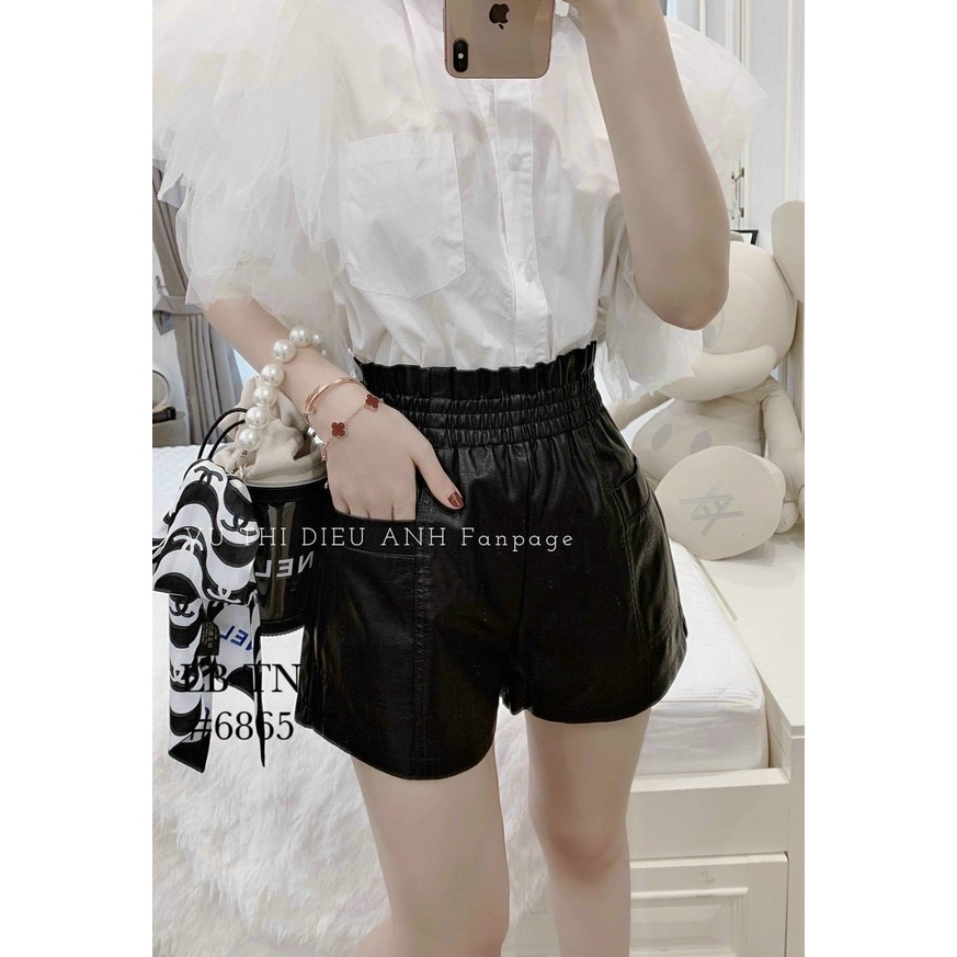 Quần short da lưng chun