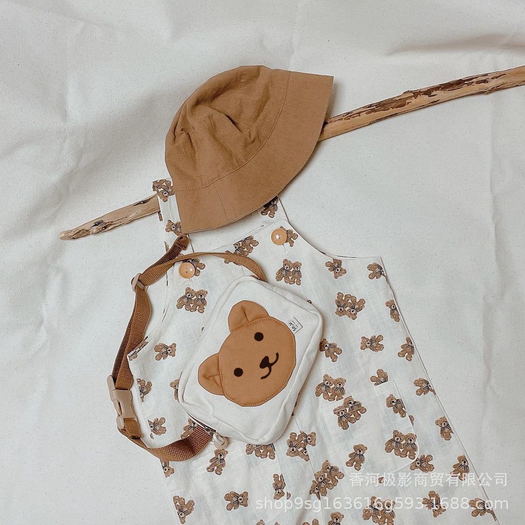 Túi đeo chéo mini thêu gấu cho bé trai bé gái, đựng đồ đi du lịch đi chơi, phong cách hàn quốc đáng yêu - SP144