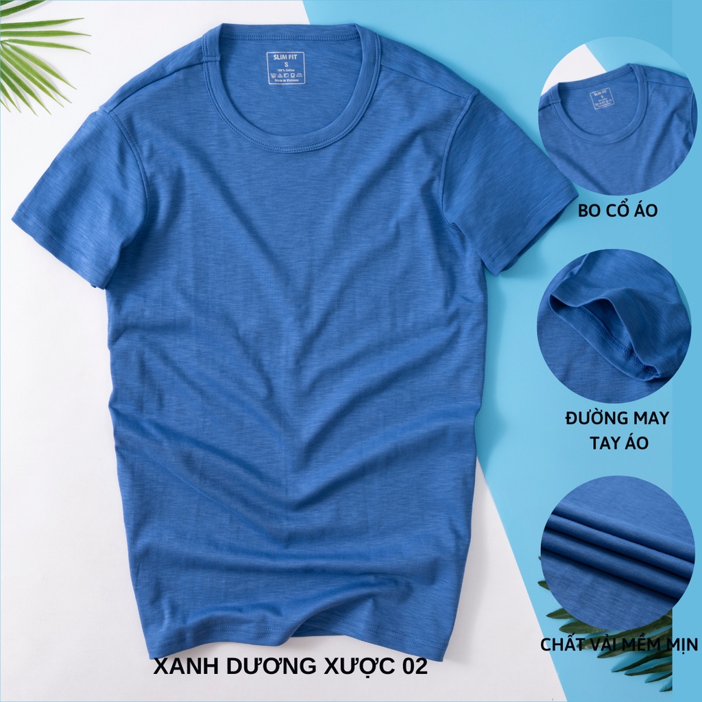 Áo thun nam  cổ tròn Cal.vin hàng xuất vải cotton liquid vân xược co giãn mềm mát dày dặn chống nhăn form slimfit nhẹ