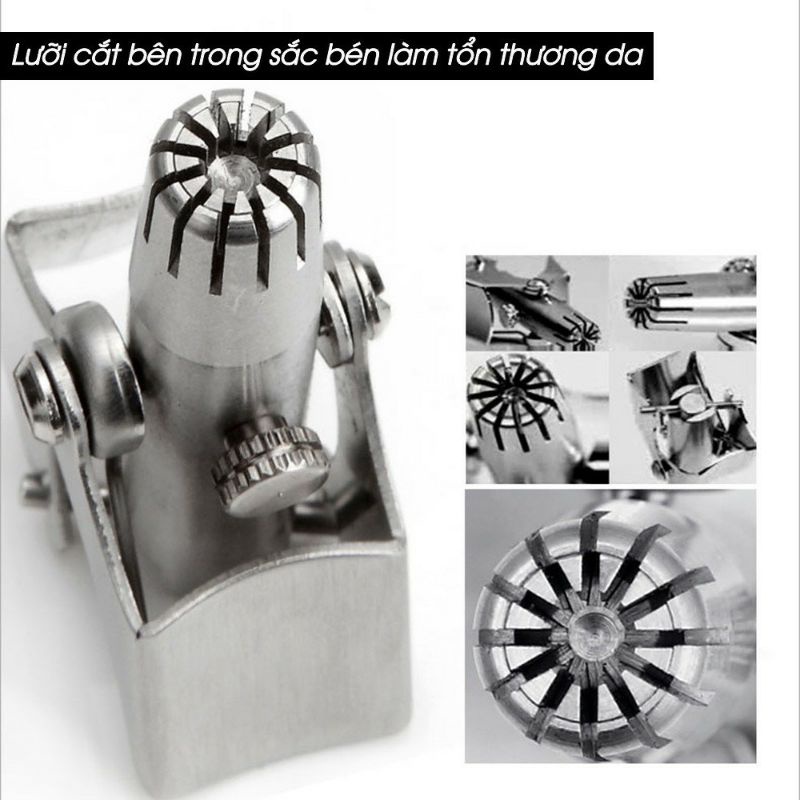 Dụng cụ cắt tỉa lông mũi cao cấp có kèm vỏ hộp và chổi vệ sinh,bằng thép không gỉ.(p,m)