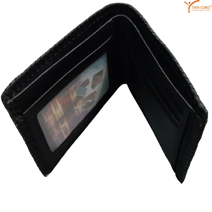 Ví Nam Ngang Da Bò May Viền Chữ U Tien Cong Màu Đen - TCN1021
