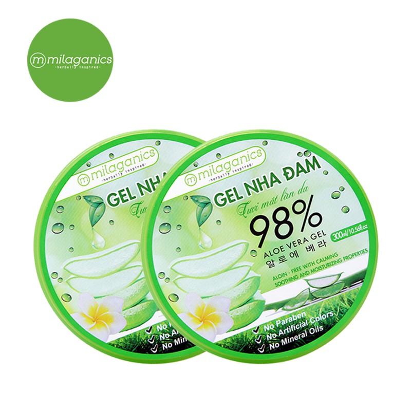 Combo 2 Gel Nha Đam Tươi Mát Làn Da Milaganics (300ml/Hộp)