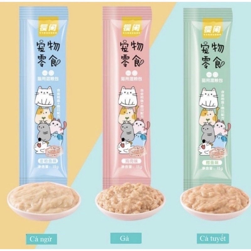 Súp thưởng cho mèo thú cưng shizuka thanh 15gr 3 vị