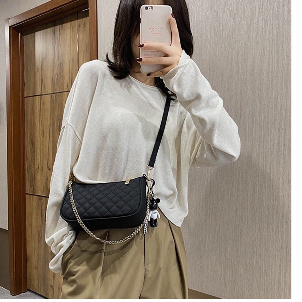 Túi xách nữ đeo chéo đeo vai kẹp nách dây da pha xích thời trang công sở cao cấp giá rẻ