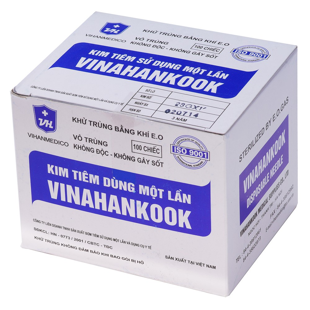 Hộp 100 cây bơm tiêm Vinahankook kim tiêm vô trùng các size 1cc 3cc 5cc 10cc 20cc