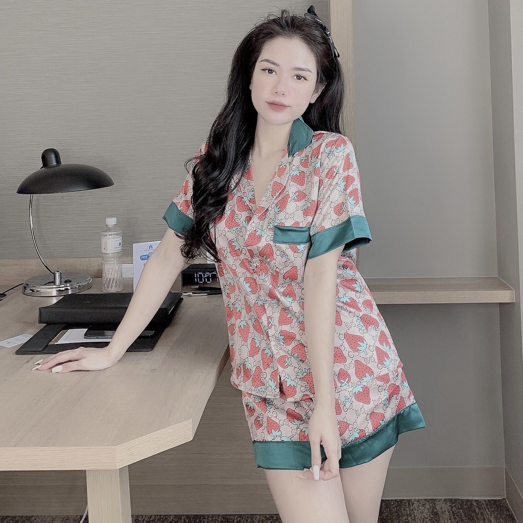 [HÀNG CAO CẤP] Siêu Hót💖Bộ Lụa Pijama Áo Cộc-Quần Sooc🌸Chất Liệu Lụa Mát Lịm | BigBuy360 - bigbuy360.vn