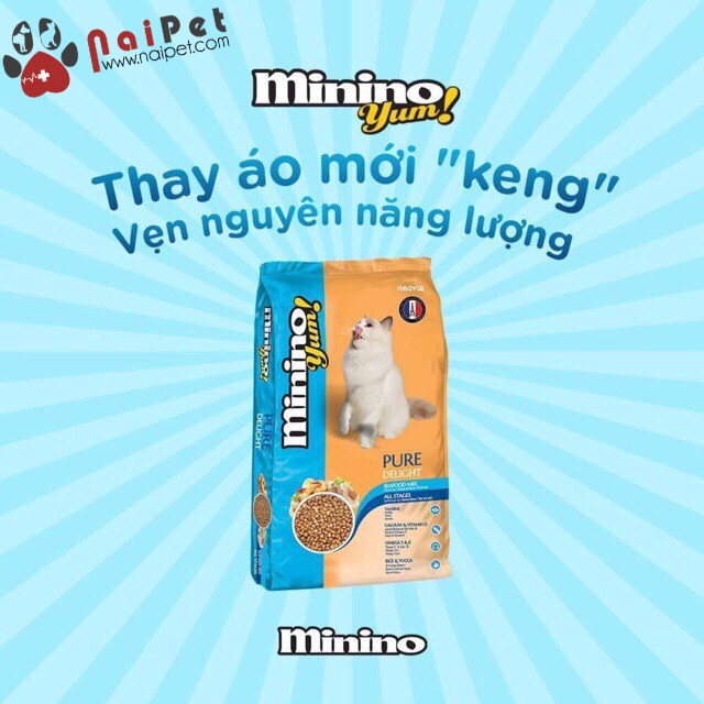 Thức Ăn Hạt Khô Cho Mèo Mọi Lứa Tuổi Vị Hải Sản Seafood Mix Minino yum 350g