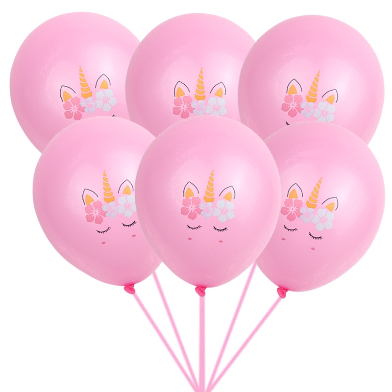 5 Bong Bóng Kỳ Lân Trắng Hồng 12 Inch Dùng Trang Trí Tiệc