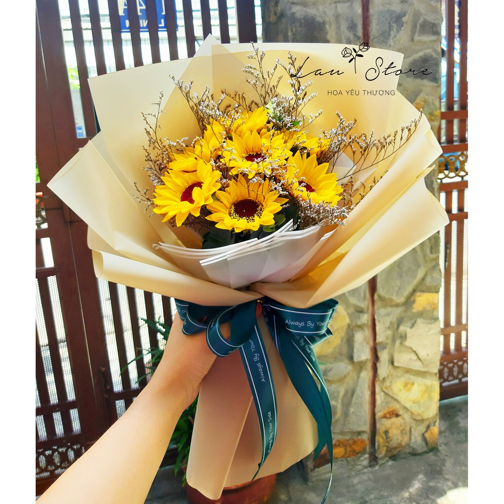 Bó hoa sáp hướng dương 7 bông hoa tặng sinh nhật, hoa tặng tốt nghiệp bạn bè, người thân