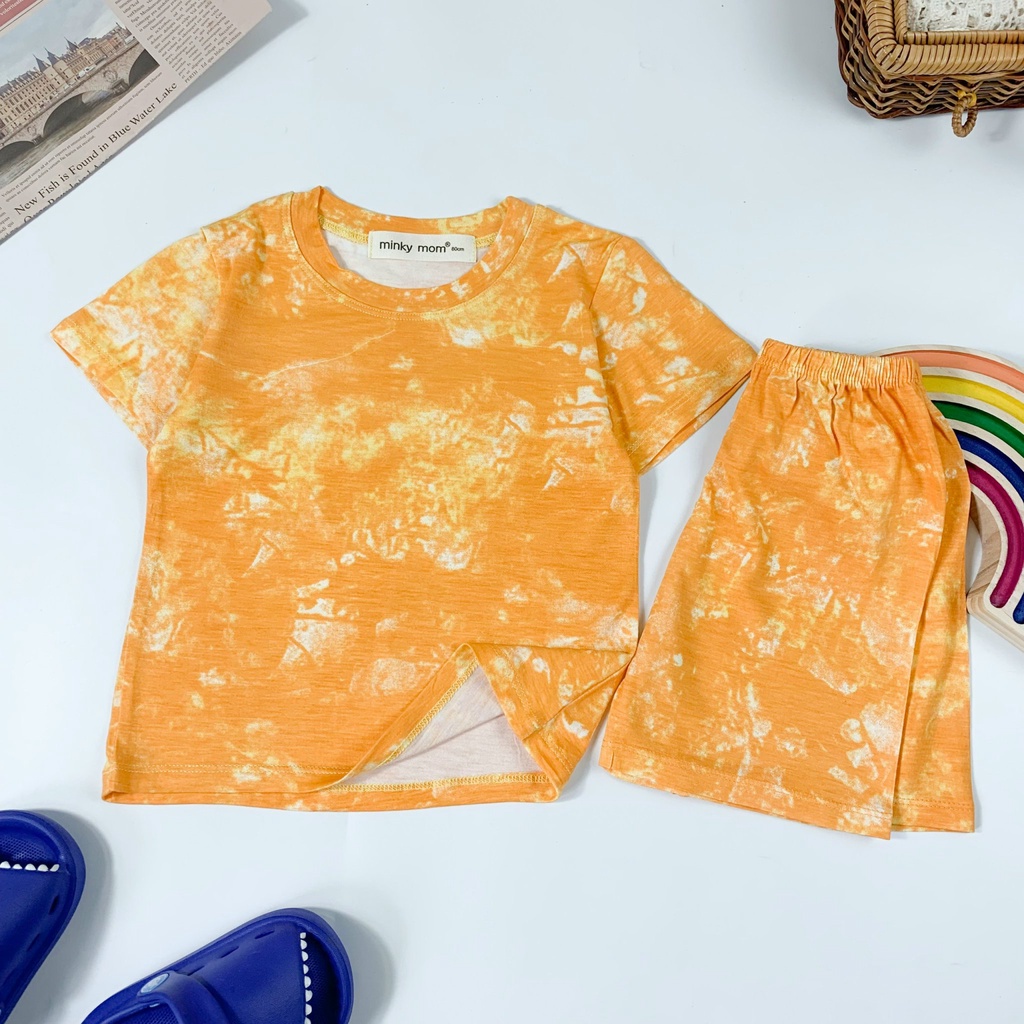 [SALE] Bộ Cộc Tay Cho Bé Trai, Bé Gái Minky Mom Vải Thun Lạnh Loang Màu Tye Dye Trơn, Đồ Bộ Cho Bé Mặc Nhà MKM2235