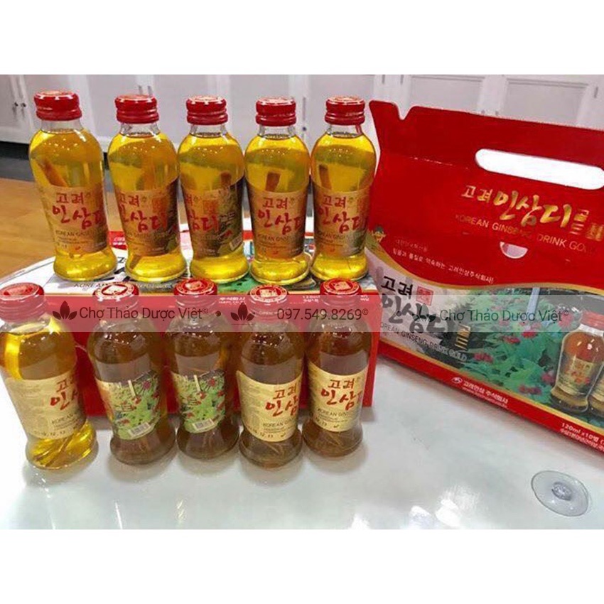 Nước hồng sâm có củ Hàn Quốc hộp 10 chai - Chợ Thảo Dược Việt