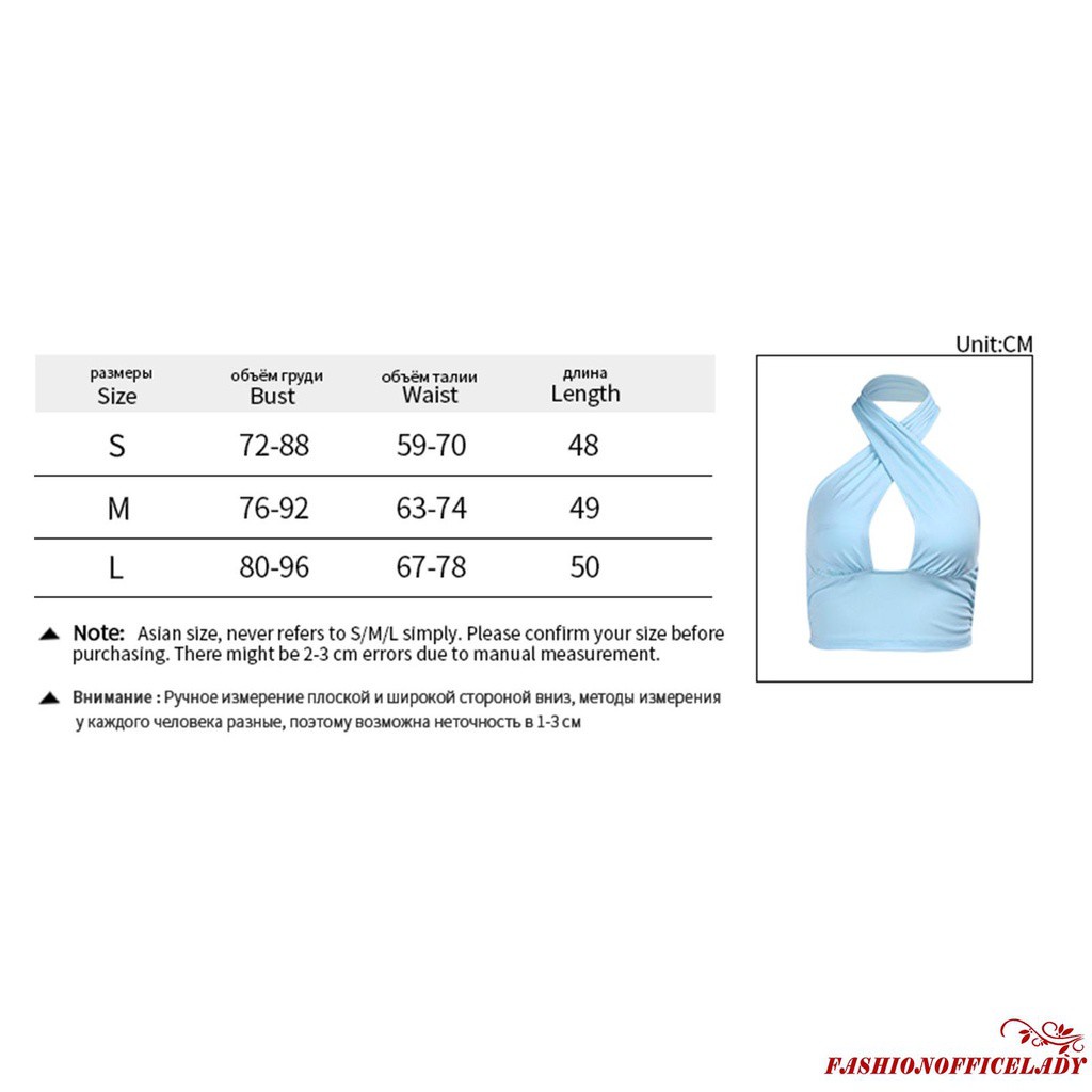 Áo Croptop Cổ Yếm Hở Lưng Màu Trơn Phối Dây Đan Chéo Màu Trắng / Xanh Dương / Đen Cho Nữ | BigBuy360 - bigbuy360.vn