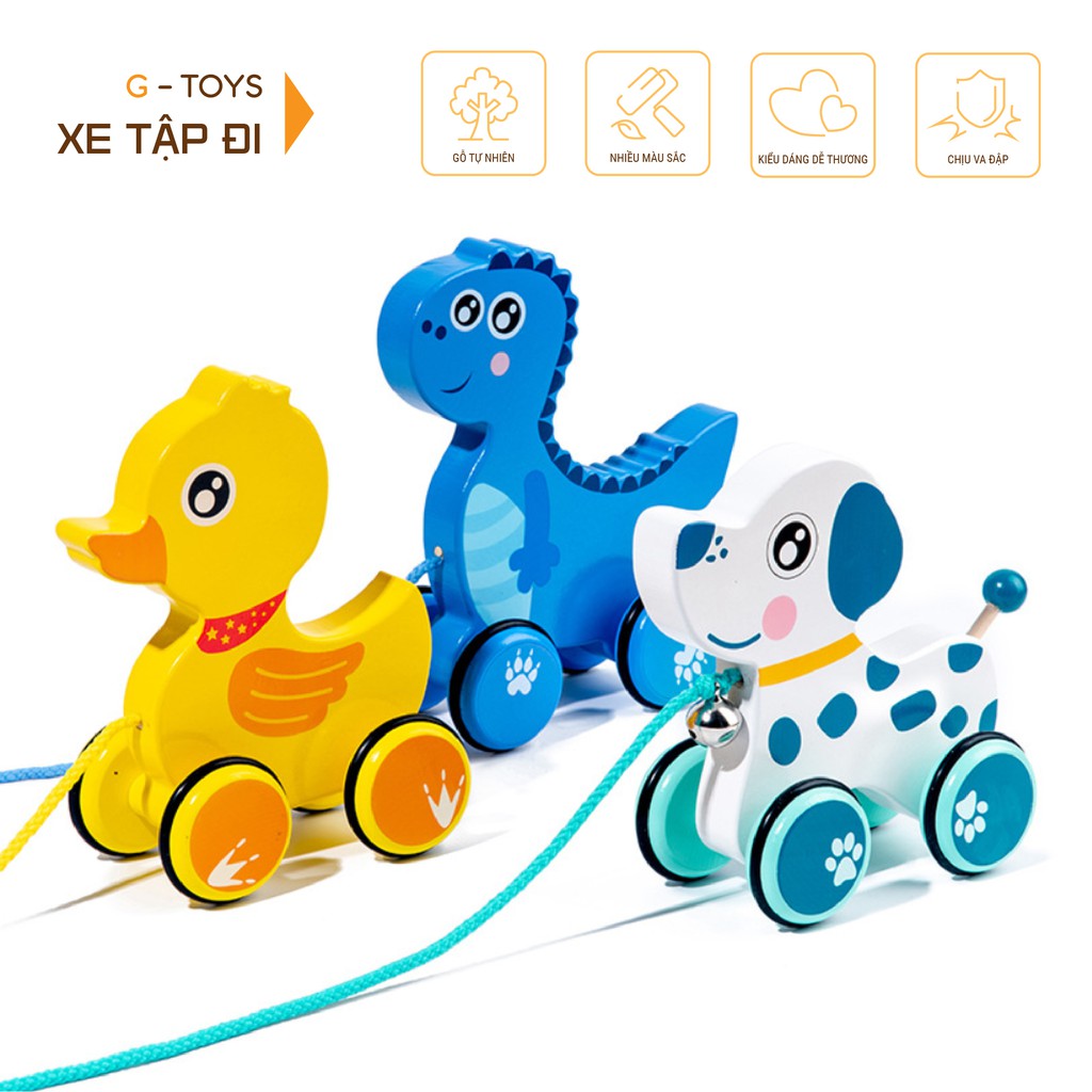 Đồ Chơi Xe Kéo Gỗ Kích Thích Bé Tập Đi Hình Thú Siêu Xinh Gỗ Tự Nhiên An Toàn Cho Bé Khi Chơi