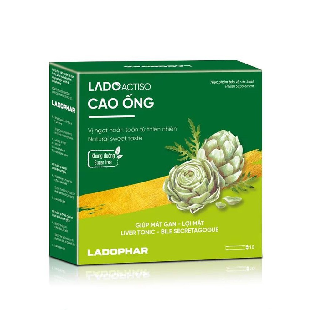 Cao ống Atiso Ladophar không đường vị ngọt tự nhiên hộp 10 ống (Xanh) giá rẻ