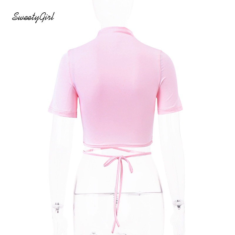 Áo Thun Ngắn Tay Cổ Lọ Ôm Dáng Màu Trơn In Chữ 2022 Màu Sắc Thời Trang Cho Nữ