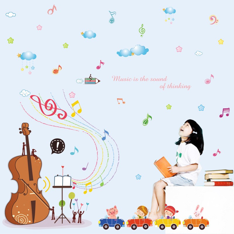 Decal trang trí dán tường lớp học violin cho bé XL7156