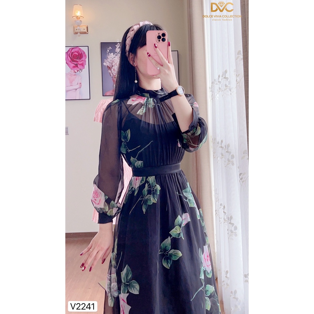 Váy hoa tay dài thiết kế V2241  - DOLCE VIVA COLLECTION | BigBuy360 - bigbuy360.vn