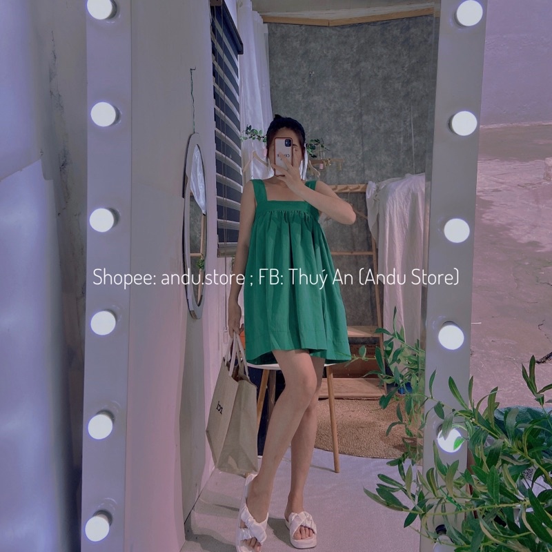 Đầm nữ 2 dây bản to ⚡ANDU STORE⚡️ Váy babydoll 2 dây, đầm xuông 4 màu.