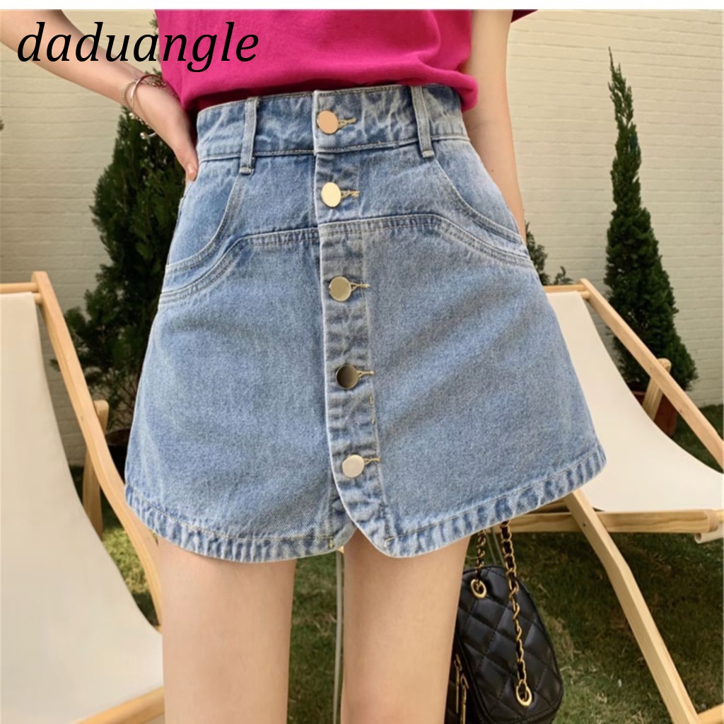 Quần đùi giả váy DADUHEY denim lưng cao ống rộng mỏng thời trang mùa hè 2022 mới dành cho nữ