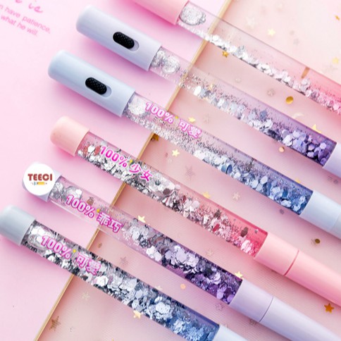 &lt;Video Review&gt; Bút Bi Mực Đen Thân Kim Tuyến Lấp Lánh D135