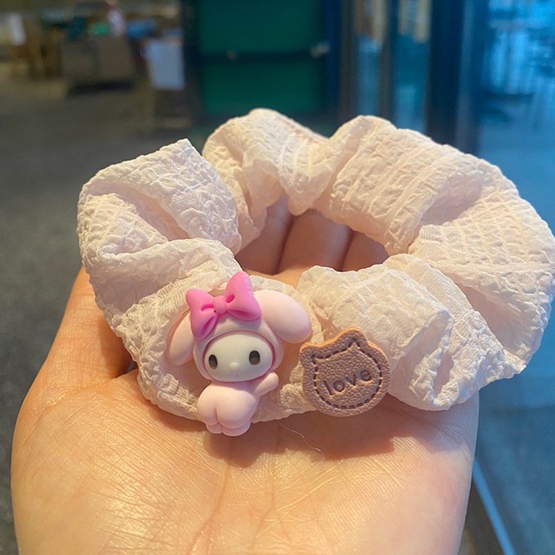 Dây Cột Tóc Cao Su Bản Lớn In Hình Thỏ Hoạt Hình Dễ Thương Phong Cách Nhật Hàn Cho Bé Gái