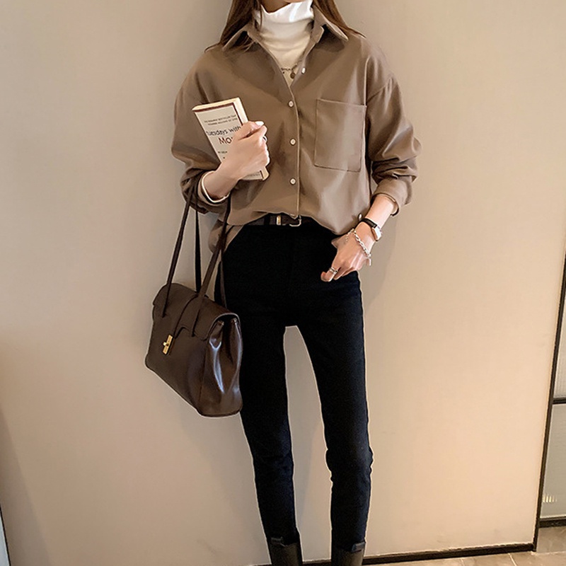 IELGY  Ielgy Áo Sơ Mi Dáng Rộng Phong Cách Phương Tây Với Thiết Kế Cảm Giác Cho Nữ