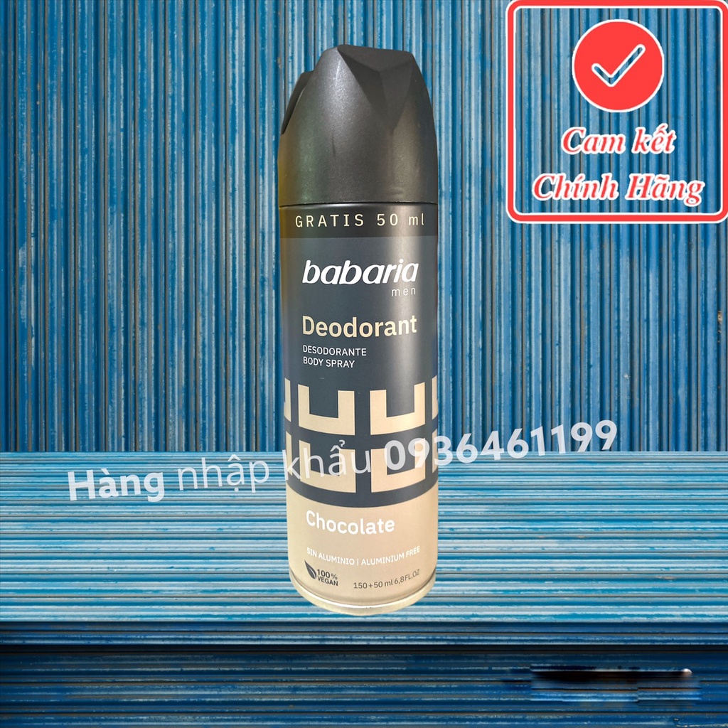 Xịt khử mùi cơ thể Cao cấp Nam,Men Babaria Hàng Tây Ban Nha 200ml