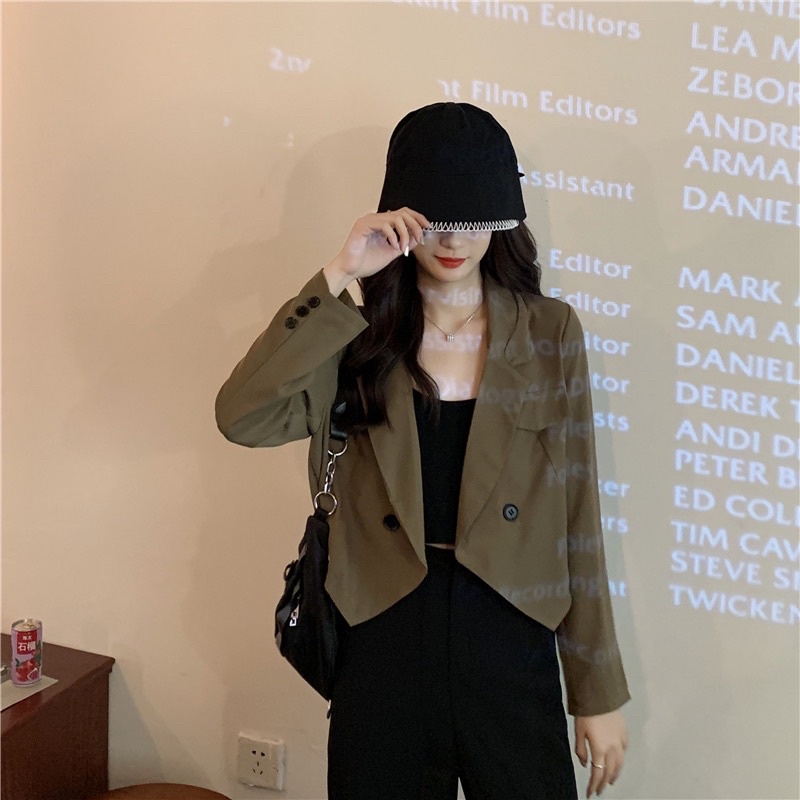 Áo Khoác Vest Croptop Chất Trượt Cao Cấp