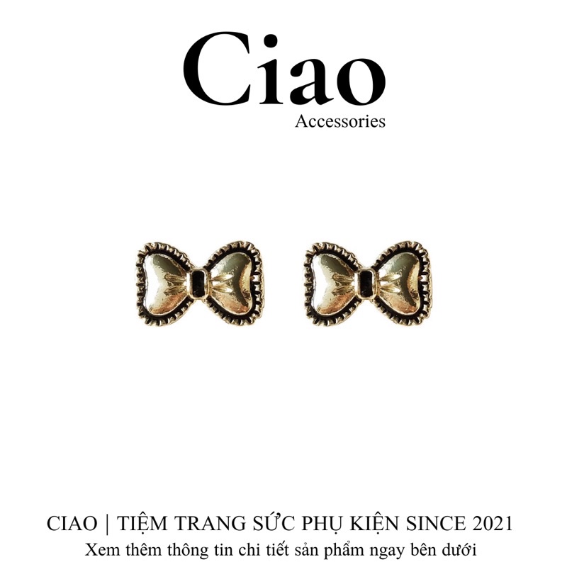 [HOẢ TỐC 1H] Khuyên tai/ Bông tai mạ bạc S925 thiết kế hình nơ cổ điển Helga Ciao