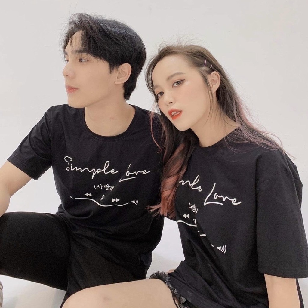 Áo Thun Simple Love tay lỡ Nam Nữ Unisex cổ tròn in chữ 💥 áo phông ngắn tay không cổ ảnh thật, không nhăn