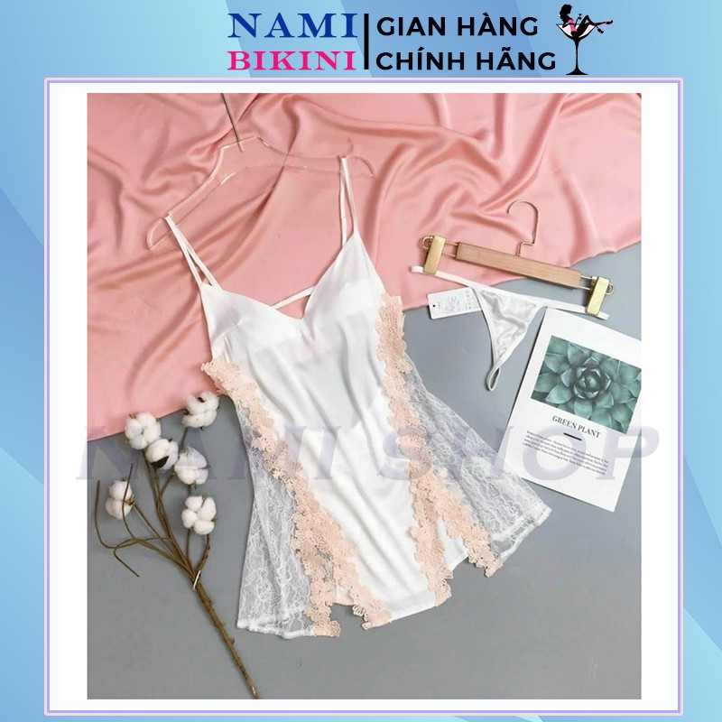 Váy ngủ lụa Satin gợi cảm kèm quần lọt khe đầm ngủ chất siêu mát tôn dáng váy 2 dây cao cấp Nami | WebRaoVat - webraovat.net.vn