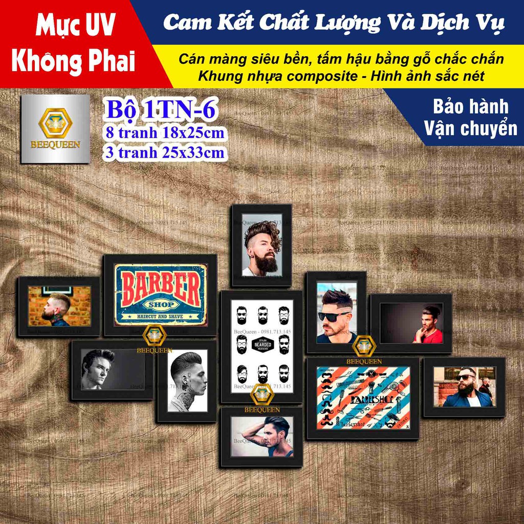 Bộ 11 Tranh Khung Độc Lạ Trang Trí Quán Tóc Nam BarBershop | 1TN6