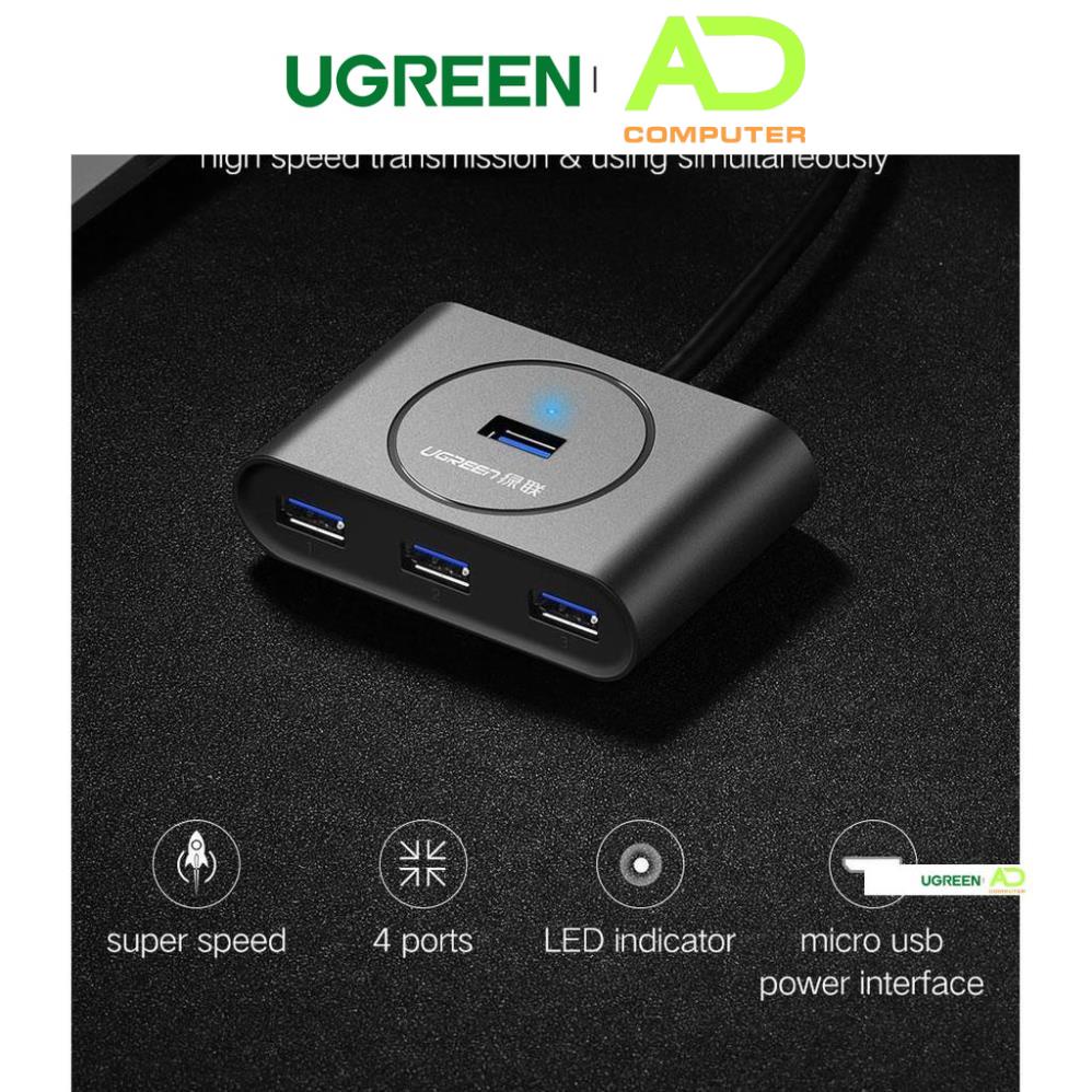 Hub USB 3.0 4 cổng tốc độ 5Gbps UGREEN CR113 - Hàng phân phối chính hãng - Bảo hành 18 tháng