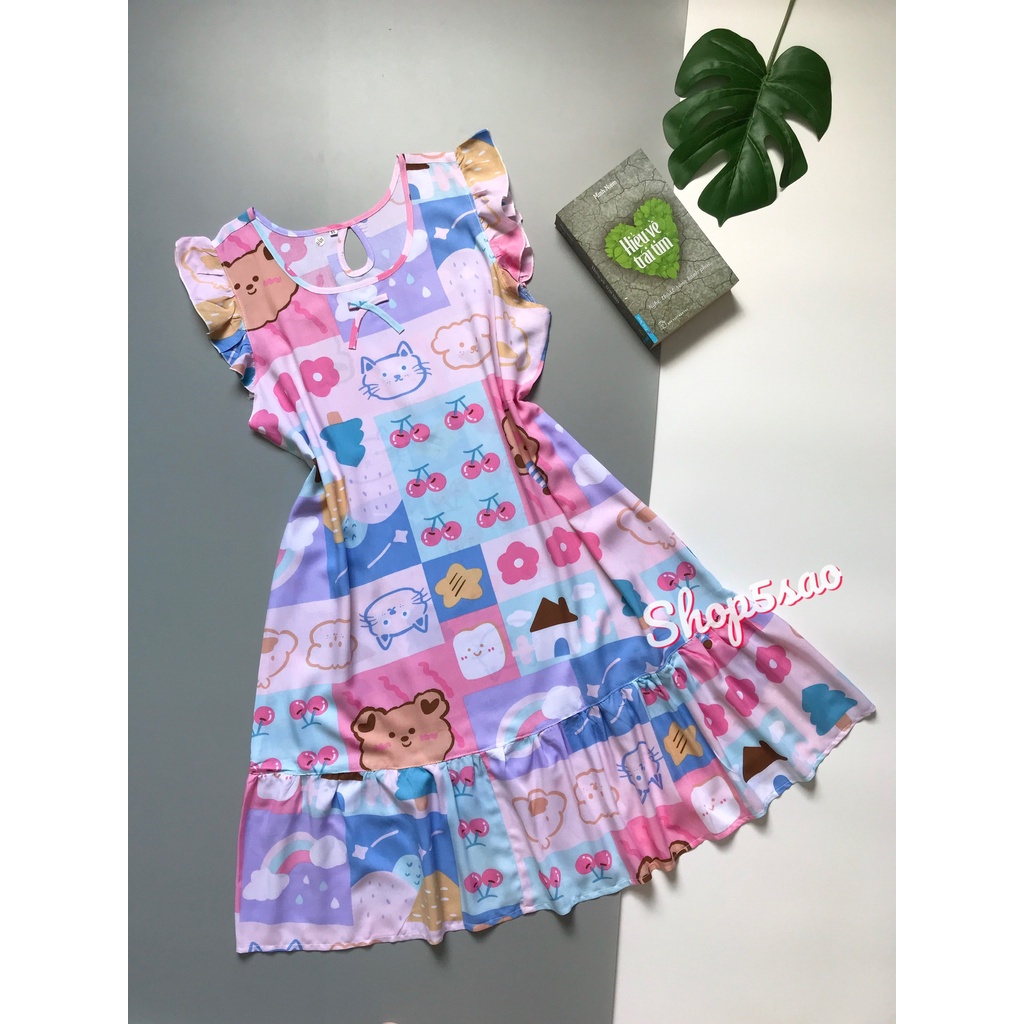 Váy lanh - Đầm ngủ mặc nhà lanh (tole) SHOP5SAO đuôi cá BIGSIZE (55-70kg) - HÀNG MỚI VỀ